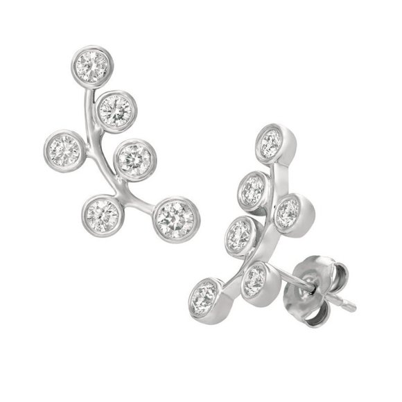1.00 Carat Natural Diamond Bezel Earrings G SI 14K